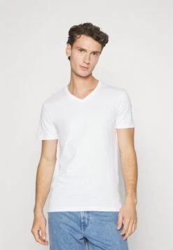 Pier One V Neck Bird Tonal 3 Pack - T-Shirt Basic - Light Brown/White/Dark Blue -Herenkleding 1f5463f9c0604b97998b18e77595bc5f