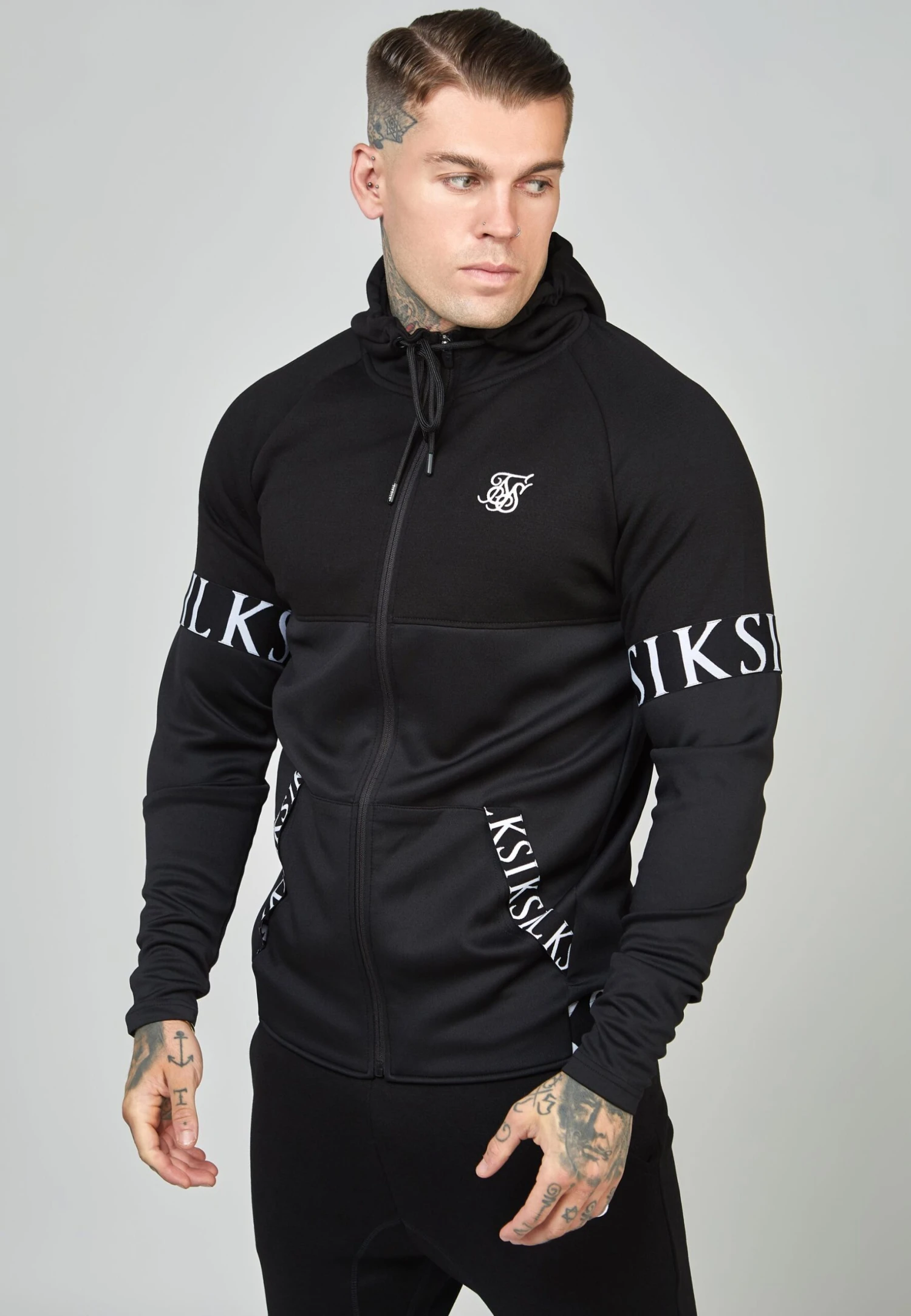 SikSilk Dynmic Zip Through Hoodie - Sweater Met Rits - Black 1 SikSilk Dynmic Zip Through Hoodie - Sweater Met Rits - Black
