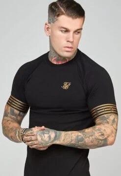 SikSilk Elastic Cuffed- T-Shirt Print - Black -Herenkleding 5f093d4ac0534cb889a13fb901fc3871
