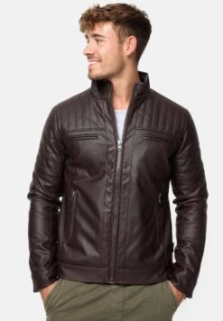 Indicode Jeans Brook - Imitatieleren Jas - Dark Brown -Herenkleding 69876b049d9c4813b7e1a1c6840af91b