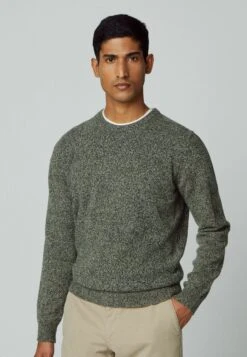 Hackett London Lw Mouline Crew - Trui - Green Taupe