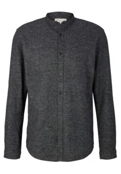 TOM TAILOR Denim Overhemd - Black/Off White Structure -Herenkleding aeb0645ece144cfdb3b5d1f8e88c249f