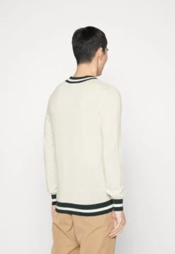 Hackett London Contrast Trim V Neck - Vest - Ecru/Green -Herenkleding b34077b6bb7e4dc3a98b9e441be1aa8a