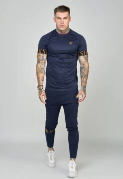 SikSilk Short Sleeve Dynamic Tech - T-Shirt Print - Navy