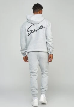 SikSilk Script Embroidery- Hoodie - Grey Marl -Herenkleding ebd96880e9484b3fac5d9e60964daaff